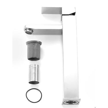 Imagem de Torneira para Lavatório Aço Inox Preto Monocomando Alta Vazão Água Fria e Quente 2 Mangueiras 60cm Inclusas(Prateado（kit 2）)