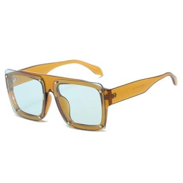 Imagem de Óculos de Sol Femininos com Lentes Degradê UV400 Estilo Vintage Masculino com Rebites e Design Punk (Verde Chá)