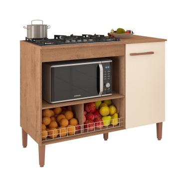 Imagem de Balcão Cozinha Para Cooktop Madri Com 1 Porta Canelato/off White Canelato/off White