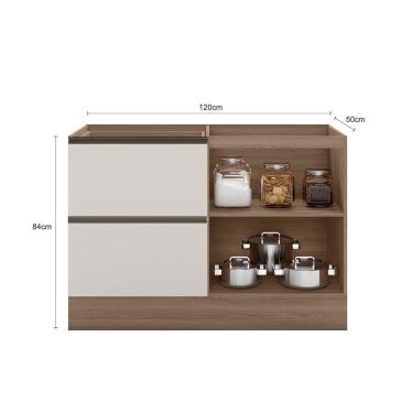 Imagem de Balcão De Pia Deslocada 1 Portas 3 Gavetas (sem Tampo) 120cm Etna Carvalho Oak Off White - Ssx Multicoisas
