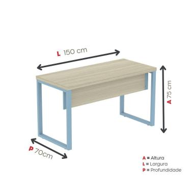 Imagem de Mesa Escritório 1500x700x750mm M150-70pe40tub Castanheira Natural-azul Dali