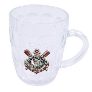 Imagem de Caneca Vidro Brasão Metal 400ml - Corinthians-Unissex