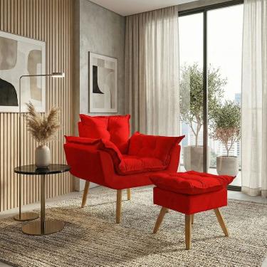 Imagem de Kit Poltrona e Puff Alice Decorativa Confortável Para Sala Recepção Manicure Quarto Consultório Tecido Suede