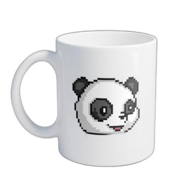 Imagem de Caneca Xícara de Café Porcelana 300ml Com Desenho de Panda Pixel Art Verde