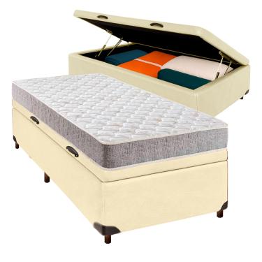 Imagem de Cama Box Bau Bege Solteiro + Colchão D33 Inducol