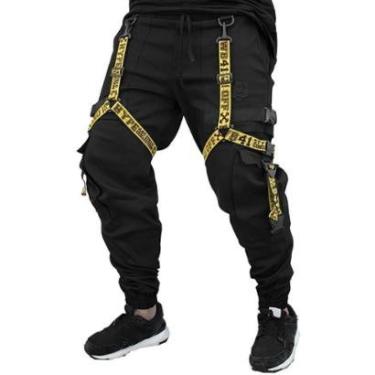 Imagem de Calça Jogger Masculina PRETA New Combat Tracks AMARELA-Unissex