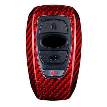 Imagem de Capa 100% fibra de carbono para Subaru Key Fob, capa de fibra de carbono genuína para Subaru Outback Forester XV Legacy Levorg Smart Keyless Fob Remote Key, capa para chave de carro para homens Fob Cover para mulheres - Vermelho