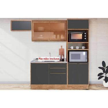 Imagem de Cozinha Modulada Completa Versalis 4 Peças (2 Aéreos + 1 Balcão + 1 Paneleiro) C4P194 Freijo/Grafite - Herval