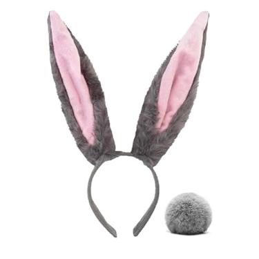 Imagem de Bunny Ears Headbands, Soft Furry Rabbit Ear Headband, Cute Plush Costume Accessories for Women, for Easter Halloween Party (GREY)