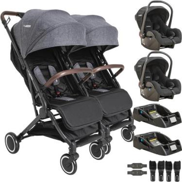Imagem de Carrinho de Gemeos 2 Bebe Conforto 2 Base Kiddo Sprint Grafite