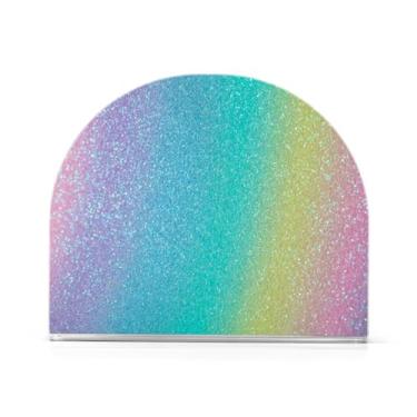 Imagem de Porta-guardanapos de papel acrílico com glitter iridescente, dispensador de guardanapos de restaurante em forma de U, serve para 50-60 guardanapos, dispensador de guardanapos