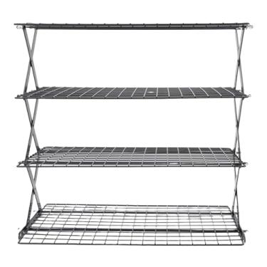 Imagem de HEEPDD Rack de Armazenamento de Bancada de Cozinha, Prateleira Dobrável de Aço Inoxidável que Economiza Espaço Com Construção Robusta para Secar Alimentos, Temperos, Pão, Frutas, (4 camadas)