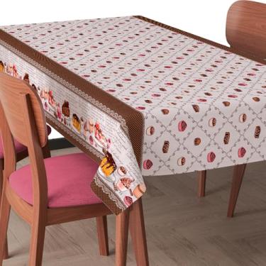 Imagem de Toalha de Mesa Plástica Impermeável Fácil de Limpar para 4 6 8 e 10 Lugares – Jogo Americano Resistente e Decorativo (Confeitaria,8 Cadeiras (2,50x1,40mt))