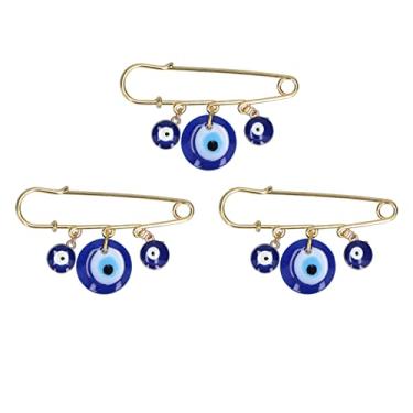Imagem de Luqeeg Alfinetes de Segurança Dourados para Olhos Azuis, 3 Peças, Broche Multifuncional para Roupas, Significado Especial para Saúde e Boa Sorte