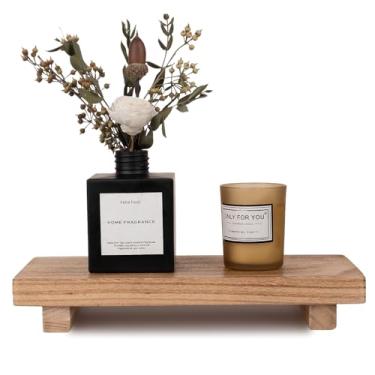 Imagem de Pedestal de bandeja de madeira pequena para decoração de banheiro de fazenda, suporte decorativo de madeira, saboneteira de cozinha para penteadeira, balcão, pia, 25,4 cm x 11,4 cm - marrom