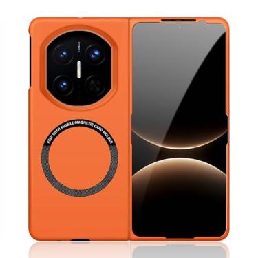 Imagem de POYUFRG Capa magnética para Huawei Mate X7, capa de proteção ultrafina rígida fosca antiderrapante com suporte para carregamento sem fio, laranja, Mate X7