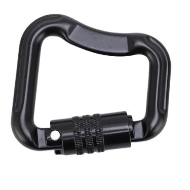 Imagem de Mosquetão com travamento automático, equipamento de escalada em liga de alumínio em forma de D para atividades ao ar livre, caminhadas, montanhismo, rede de acampamento (Preta)