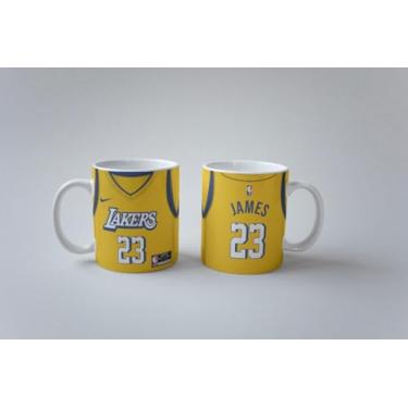 Imagem de Caneca Basquete Lakers James 23 Porcelana Personalizada 325ml (Amarela)