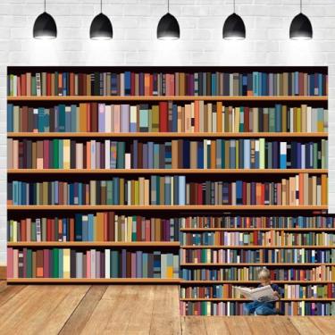 Imagem de OERJU Cenários de estante para fotografia escolar, biblioteca, fundo de escritório, gravação de vídeo, zoom, reunião, videoconferência, ensino online, retrato, foto, adereços 2,1 x 1,5 m
