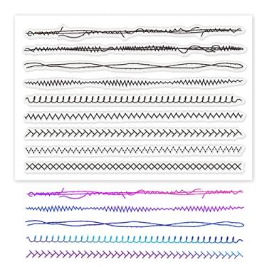 Imagem de 1 folha de carimbos de plástico PVC, estampa listrada de silicone, padrão de linha de costura reutilizável, carimbo transparente para álbum de fotos faça você mesmo, 16 x 11 x 0,3 cm