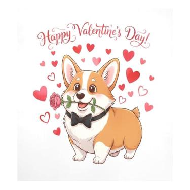 Imagem de Blueangle Capa de ímã de lava-louças Corgi de desenho dos namorados, decoração da capa frontal da máquina de lavar louça, adesivos de eletrodomésticos, adesivos de eletrodomésticos, 58 cm C x 66 cm