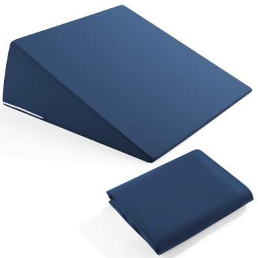 Imagem de HOMBYS Capa de almofada de cunha, fronha de cunha respirável de 61 x 61 x 19 cm (travesseiro não incluído), capa lavável na máquina com zíper, 1 pacote (azul marinho)