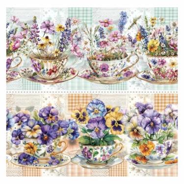 Imagem de Tecido Tricoline Digital Barrado Chá das Flores 100% Algodão