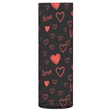 Imagem de CEBUGI Vaso de flores com estampa de corações 10 x 30 cm, vaso cilíndrico para flores, vaso transparente inquebrável para festa de casamento, decoração de casa