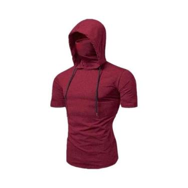 Imagem de Moletom Masculino Casual Com Capuz E Máscara, Manga Curta Fina, Estamp