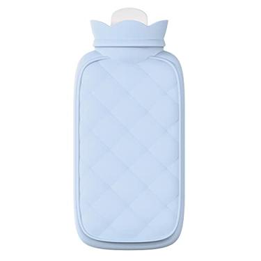 Imagem de Saco de Água Quente Ambientalmente Amigável Garrafa Silicone Manta Mão Bonita com Capa Tricô Proteção contra o Frio Alivio Dor Cólicas Menstruais