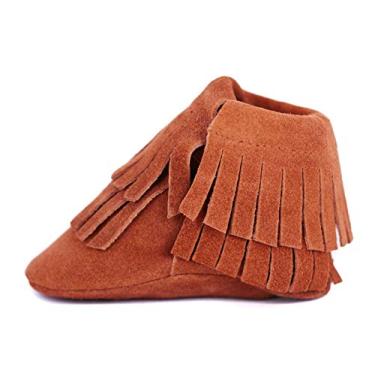 Imagem de London Jae Apparel Mocassins para bebês para meninos e meninas. Mocassins de couro e camurça para bebês e crianças pequenas. Botas Oxford e mocassins de sola macia, Maple Sugar, XL