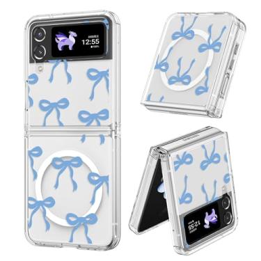 Imagem de UEEBAI Capa magnética para Samsung Galaxy Z Flip 3/4, capa de arco compatível com MagSafe, capa estética fina sem fio, fita transparente, antiamarelamento, à prova de choque, capa protetora para