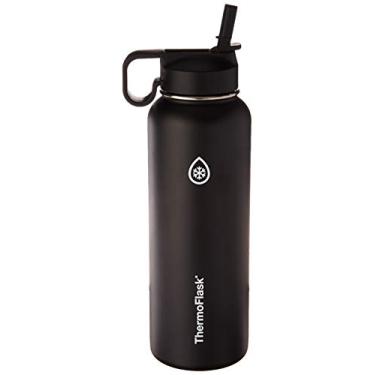 Imagem de Thermoflask Garrafa de água isolada dupla de aço inoxidável, 1,13 g, preta