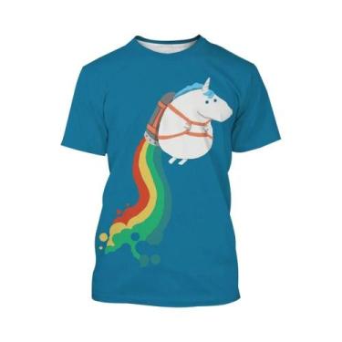 Imagem de Camiseta Unissex De Verão Com Arte 3D De Unicórnio, Estilo Harajuku, C