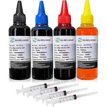 Imagem de DLMELHOR Kit de refil de tinta para impressora jato de tinta HP 61 60 62 63 950 902 564 920 901 940 conjunto de 4 cartuchos de tinta recarregáveis, sistema CISS, conjunto de 4 cores (BK+CMY) com 4