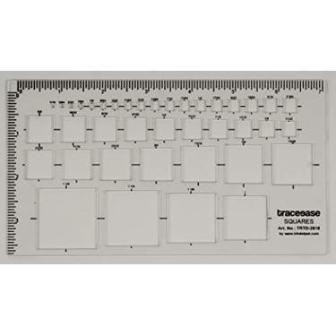 Imagem de Traceease 1 peça de estêncil retangular com 39 moldes quadrados geométricos embutidos, 18,3 x 10,2 cm, régua de medição geométrica faça você mesmo, modelo de 1/40.6 cm de espessura