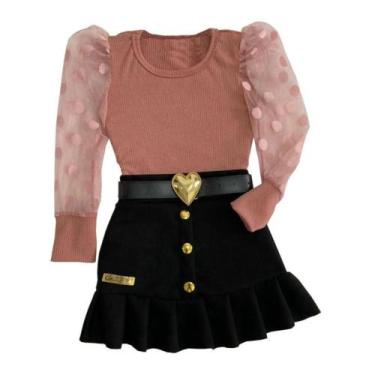 Imagem de Conjunto Infantil Mini Diva Blogueirinha Moda Meninas Luxo, Rosa, Pret