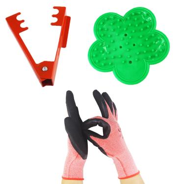 Imagem de Removedor ergonômico de espinhos de folhas de rosa, 3 peças, ferramenta portátil profissional de jardim com luvas para jardinagem e arranjos de flores