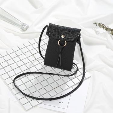 Imagem de Pequena bolsa tiracolo para celular feminina mini bolsa transversal, Preto, Tendência