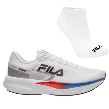 Imagem de Kit Tênis de Corrida Masculino Fila Racer Fastpace e Meia, 41, Branco,