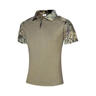 Imagem de Camisa Tática Masculina De Secagem Rápida Em Camuflagem, Manga Curta, 