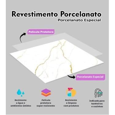 Imagem de Piso Porcelanato Painel Placa Adesivo Lavável Para Chão e Revestimento
