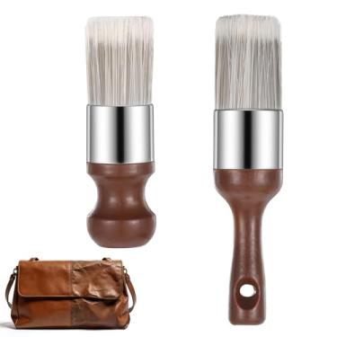 Imagem de 2 peças de escova de couro para móveis, 2 estilos de escova de limpeza de móveis ergonômica de couro durável ferramenta de reparo de cera pomada com alça confortável para interiores de carros e