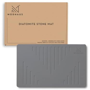 Imagem de MODHAUS Tapete de banho de pedra de diatomita, tapete de banheiro natural de secagem rápida, tapete de banheiro ecológico antiderrapante super absorvente, tapetes de banho de pedra de fácil limpeza