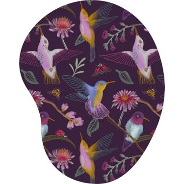 Imagem de Mouse Pad Ergonômico Gota Beija-flores e Joaninhas Roxo