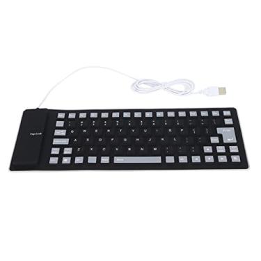 Imagem de Teclado De Silicone, Teclado Leve De 85 Teclas Totalmente Selado, Teclado Portátil Silencioso USB Com Fio Rolável Para Computador PC(Preto)