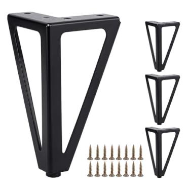 Imagem de AHANDMAKER Pernas de móveis de metal sólido de 15 cm, pés de substituição de móveis triangulares de ferro pesados, adequado para suportes de TV, mesas de café, sofás, prateleiras, armários, conjunto