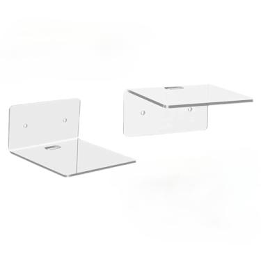 Imagem de Prateleira de parede acrílica, pacote com 2, prateleiras flutuantes transparentes para armazenamento e exibição de itens pequenos, para sala de estar e banheiro
