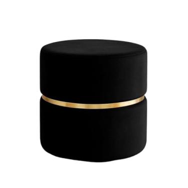 Imagem de Puff Redondo Provador Banqueta Assento Estofado Decora Sala Escritorio(Unitário Veludo Preto)