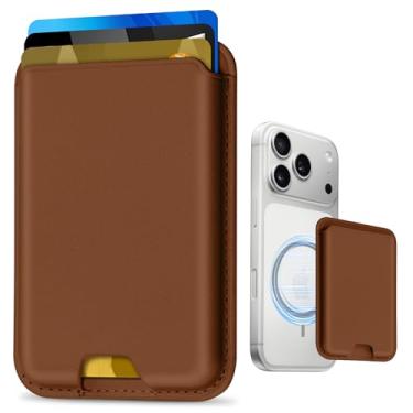 Imagem de Ababuli Porta-cartões de celular, carteira de couro fina magnética para iPhone Series 17/16/15/14/13/12 Pro/Promax e para Magsafe, capa magnética com bloqueio de RFID, suporte de cartão de crédito
